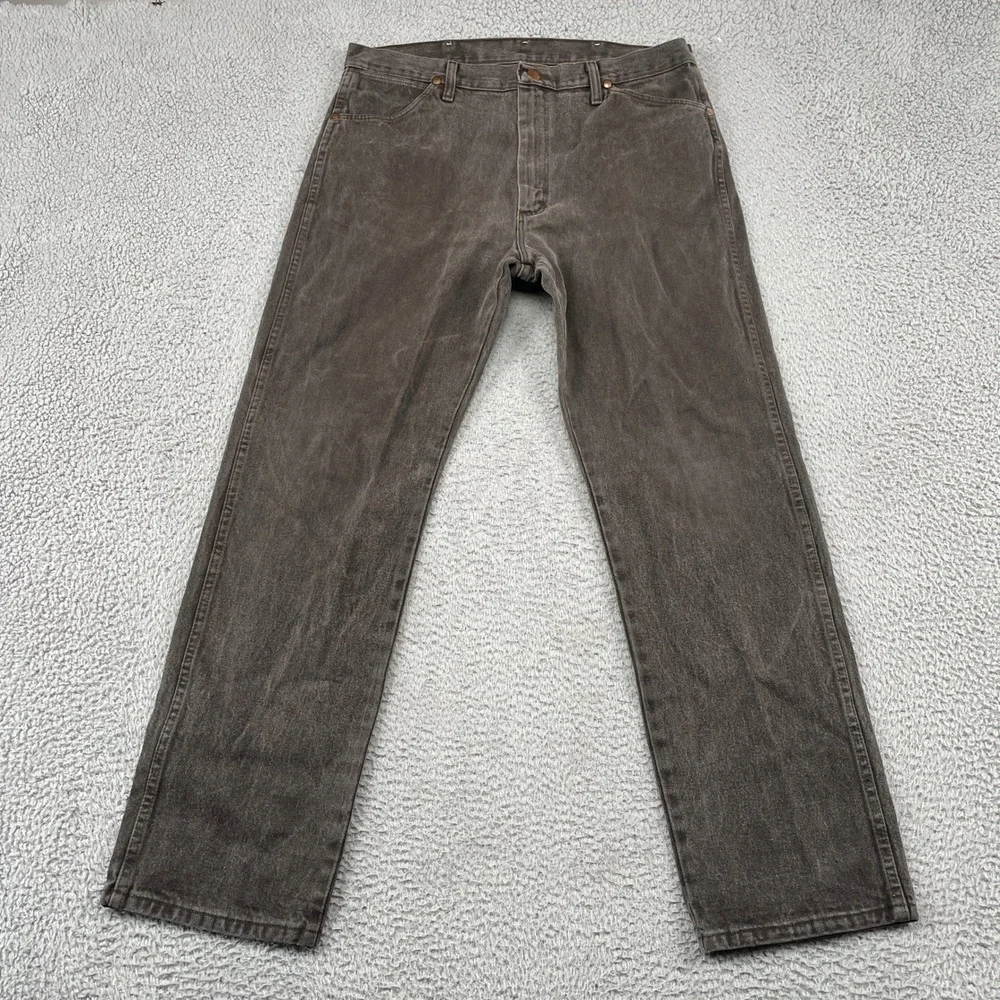 Wrangler Jeans Mens 36x32 Black 13MWZKL Cowboy Cut Straight Leg Western Cotton